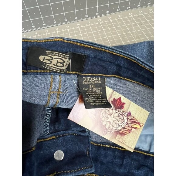 Big But Adorable Women's Denim Jeans 3XL Dark Wash Distressed Style JBBA-817 New - Picture 6 of 9